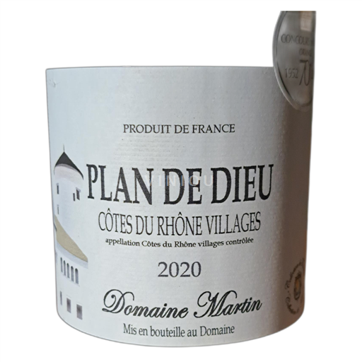 Rhônen laakso Côtes-du-rhône-villages Domaine Martin Plan de Dieu 2020