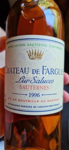 Bordeaux Sauternes Château Fargues Lur-Saluces 1996