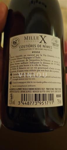 Vale do Ródano Costières de Nîmes SCA Les Vignerons Créateurs Mille X Réserve 2022