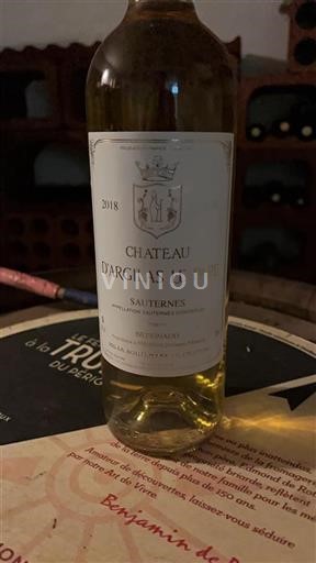 Bordeaux Sauternes Château Argilas Le Pape 2018