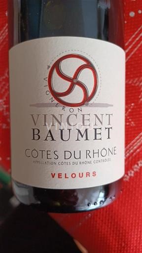Vallée du Rhône Côtes-du-rhône Domaine Vincent Baumet Velours 2023