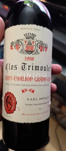 Bordéus Saint-Émilion Grand Cru Clos Trimoulet 1998