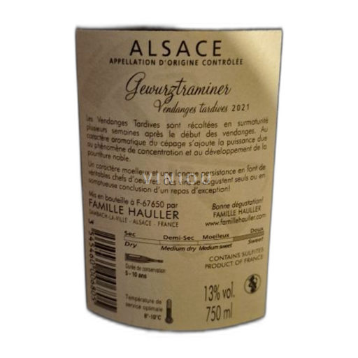 Alsace Alsace Grand Cru Famille Hauller Gewurztraminer Vendanges Tardives 2021