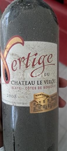Bordéus Blaye-Côtes-de-Bordéus Château Le Virou Vertige 2008