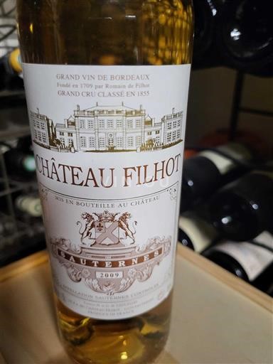 Bordeaux Sauternes Grand Cru Château Filhot 2009