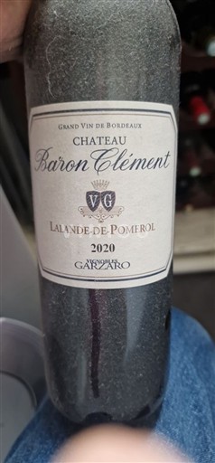Wines Rouge sec Château Baron Clément 2020 France Bordeaux Lalande-de-Pomerol AOC