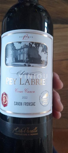 Bordeaux Canon-Fronsac Château Pey Labrie Cœur Canon 2022