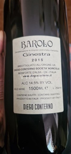 Piedmont Wines Barolo Diego Conterno Ginestra 2015
