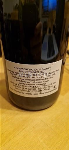 Champagne Sâm-panh Champagne Nathalie Falmet Oeil de Perdrix Brut 2015