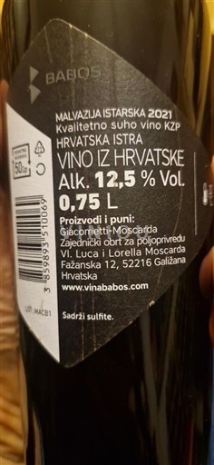 Istria Porec Babos Malvazija Istarska 2021
