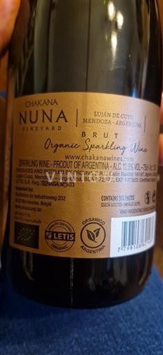 Mendoza Chakana Nuna Brut Organic Sparkling Wine Ei vuosikertaa