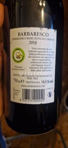 Piemonte Barbaresco Cantina Vignaioli 2018