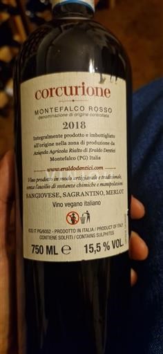 Umbrien Montefalco Sagrantino Azienda Agricola Eraldo Dentici Corcurione 2018
