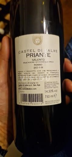 Pouilles Castel di Salve Priante 2018