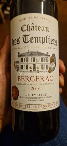 Sydväst Bergerac Château Des Templiers Elise 2016