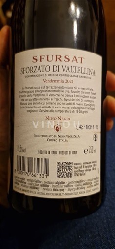 Lombardie Sforzato di Valtellina Nino Negri Sfursat 2021