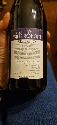 Piémont Sizzano Vigneti Valle Roncati Riserva 2013