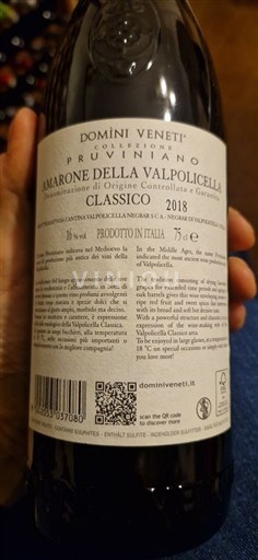 Vénétie Valpolicella Domìni Veneti Pruviniano Amarone 2018