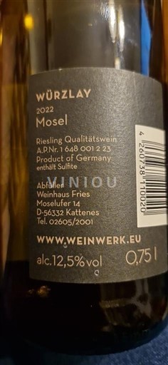 Mosela Weinhaus Fries Würzlay riesling 2022