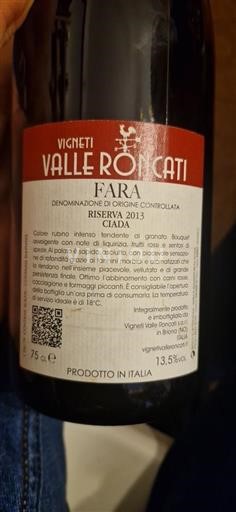 Piedmont Wines Fara Vigneti Valle Roncati Giada 2013