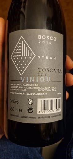 Toscana Cortona Tenimenti Luigi Alessandro Syrah Bosco 2015