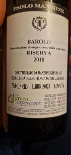 Piemonte Barolo Paolo Manzone Riserva 2018