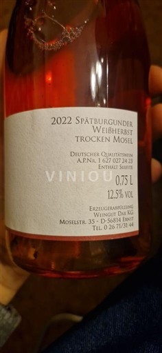 Mosela DAX Weingut Balck Spätburgunder Weißherbst Trocken 2022