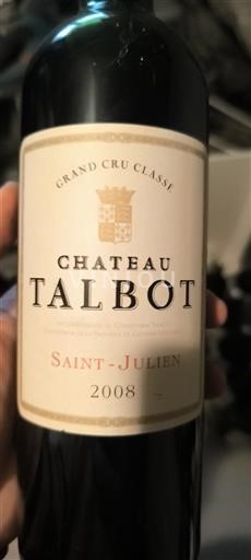 Bordeaux Saint-Julien Grand Cru Château Talbot 2008