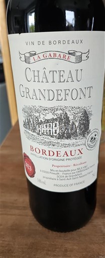 Bordeaux Château Grandefont La Gabare 2023