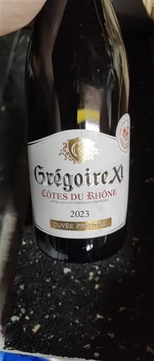 Vin Rouge sec Cuvée Prestige Grégoire XI 2023 France Vallée du Rhône Côtes-du-rhône AOC