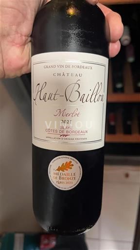 Burdeos Blaye-Côtes de Burdeos Haut-Bailiou Merlot 2021
