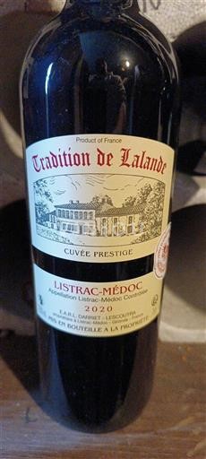 Burdeos Listrac-Médoc Tradition de Lalande Prestige 2020