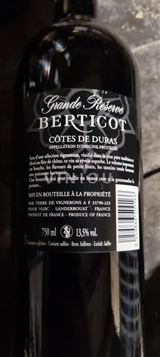 Tây Nam Côtes-de-duras Berticot Grande Réserve 2016