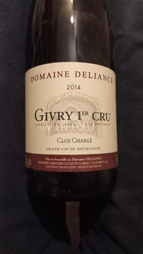 Burgundy Unspecified Premier Cru Domaine Deliance Clos Charlé 2014