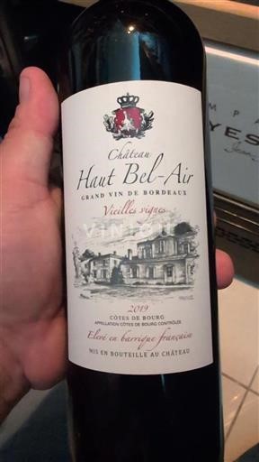 Burdeos Côtes-de-bourg Château Haut Belair Vieilles vignes 2019