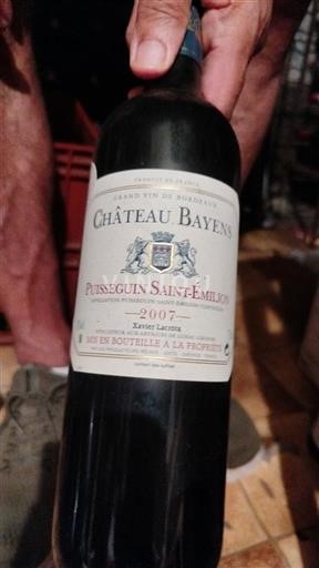 Bordeaux Puisseguin-saint-émilion Chateau Bayens 2007