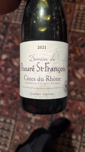 Rhônen laakso Côtes-du-rhône Domaine Prieuré St François 2021