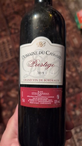 Bordeaux Blaye-Côtes-de-Bordeaux Cassard Prestige 2019