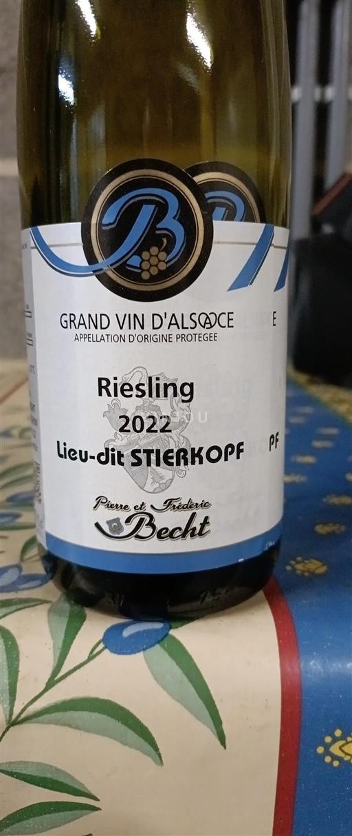 Alzacija Château Pierre et Frédéric Becht Riesling Lieu-dit STIERKOPF 2022