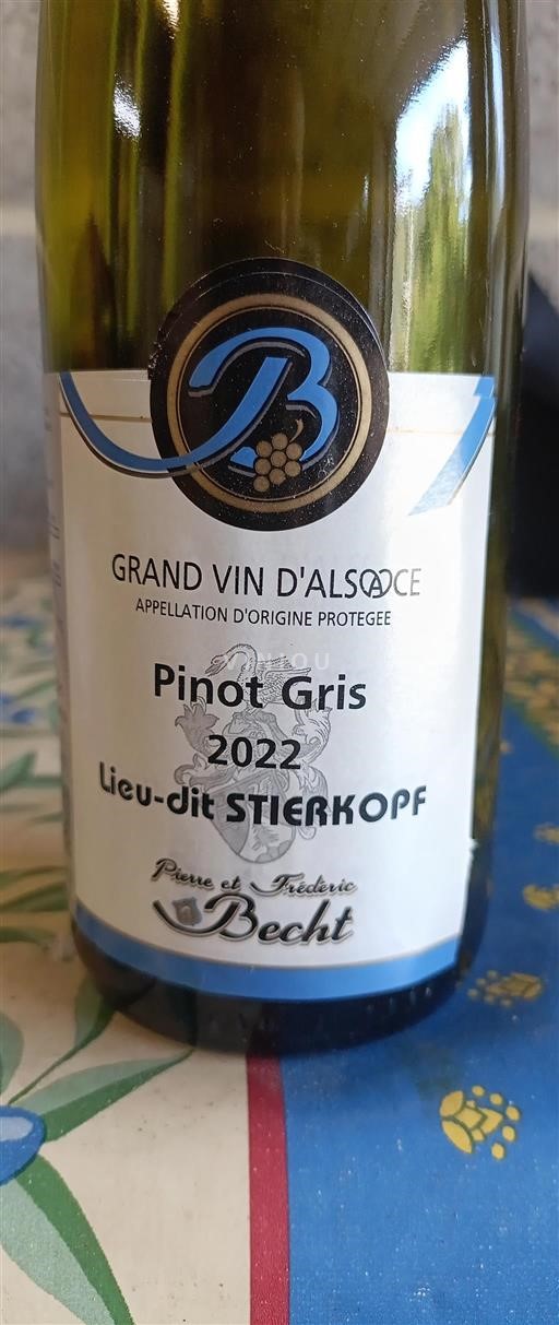 Alzacija Château Pierre et Frédéric Becht Pinot Gris Lieu-dit Stierkopf 2022