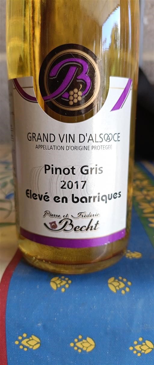 Alzacija Château Pierre et Frédéric Becht Pinot Gris Élevé en Barique 2017