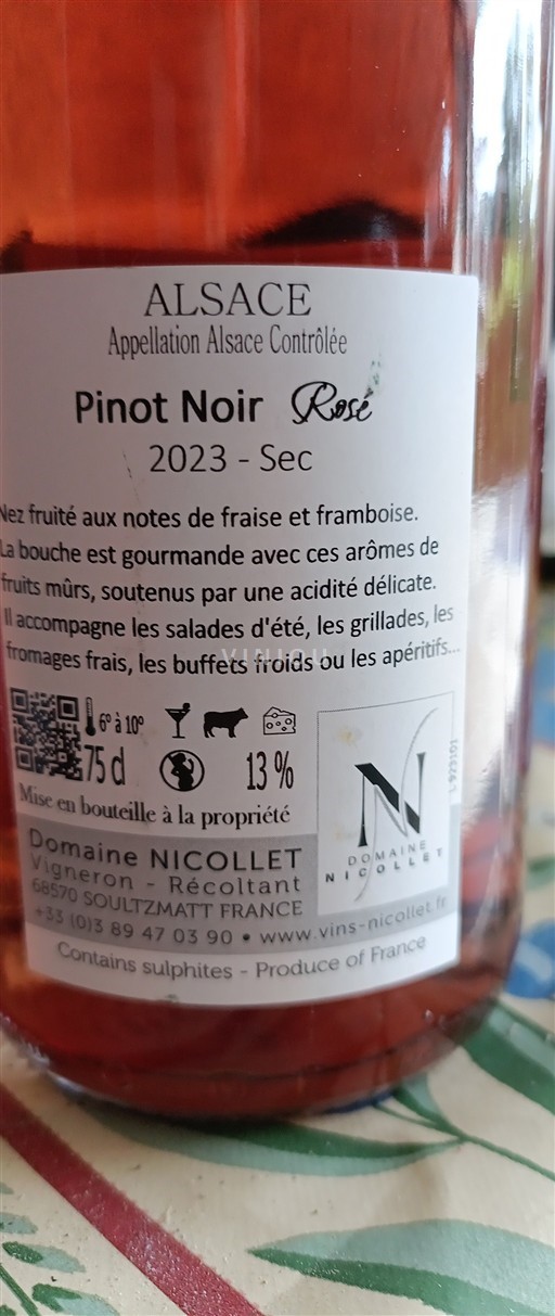 Alsace Domaine Nicollet Pinot Noir Rosé 2023