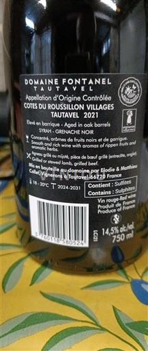 Roussillon Côtes du Roussillon Villages Domaine Fontanel Tautavel 2021