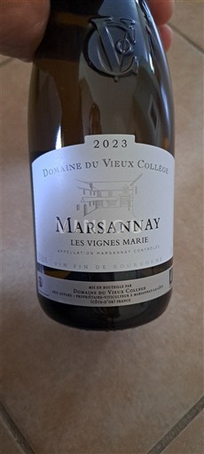 Borgonha Marsannay Domaine Vieux Collège Les Vignes Marie 2023
