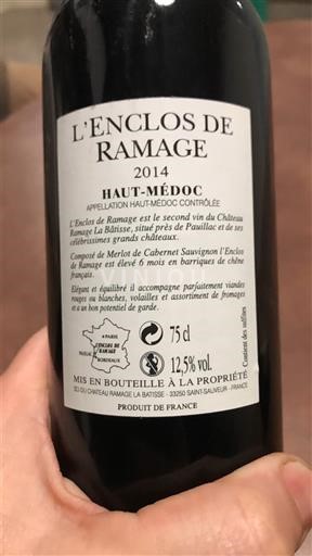 Bordeaux Haut-Médoc L'Enclos de Ramage 2014