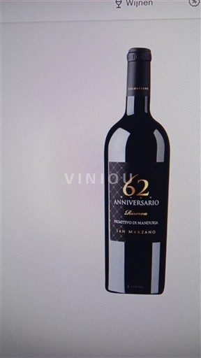 Apulia Wines Primitivo di Manduria San Marzano 62 Anniversario 2018