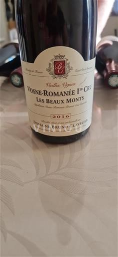 Burgundi Vosne-Romanée Premier Cru Domaine Bruno Clavelier Les Beaux Monts 2016