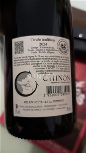 Valle del Loira Chinon Earl des Bouquerries tradition 2024