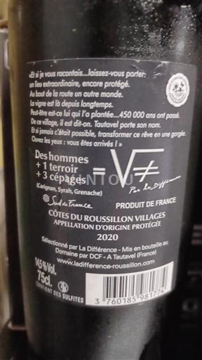 Roussillon Côtes du Roussillon Villages Domaine La Difference 2020
