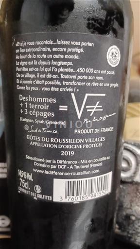 Roussillon Côtes do Roussillon Villages DCF - A Tautavel Par la Différence 2019